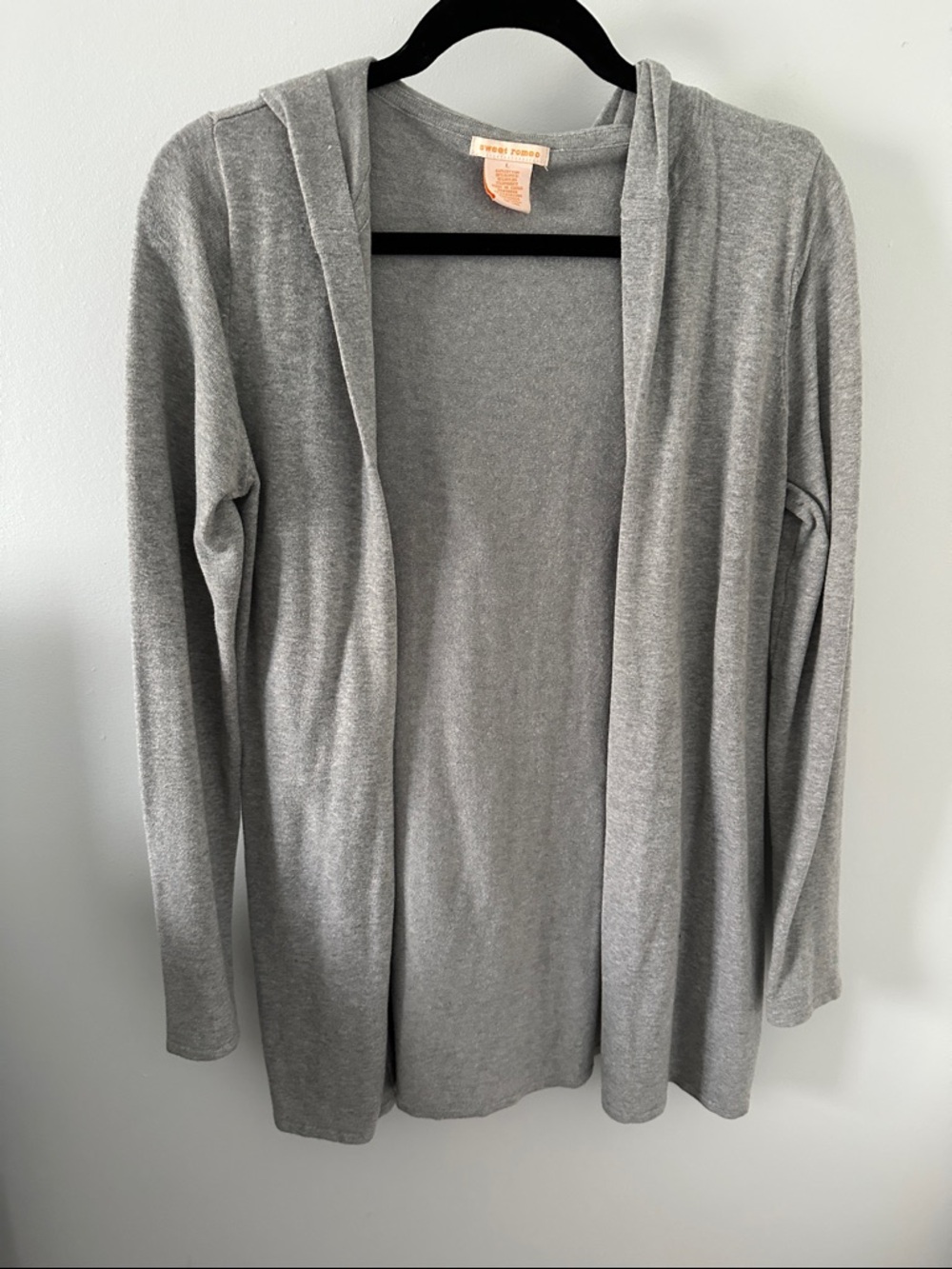 Sweet Romeo Gray Open-Front Hooded Cardigan Sweater
